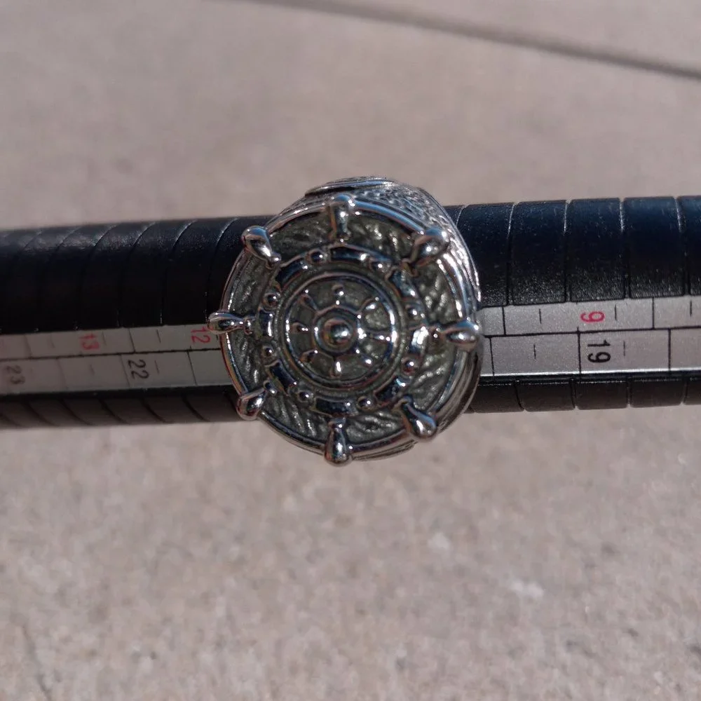 GOTH SHIP WHEEL Mens Stainless Steel Ring  Rudder Seafarer Sz 11.5 US